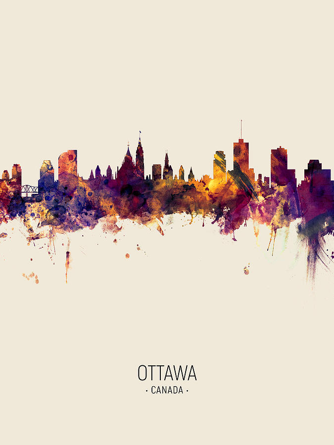 Skyline Digital Art - Ottawa Canada Skyline #6 by Michael Tompsett
