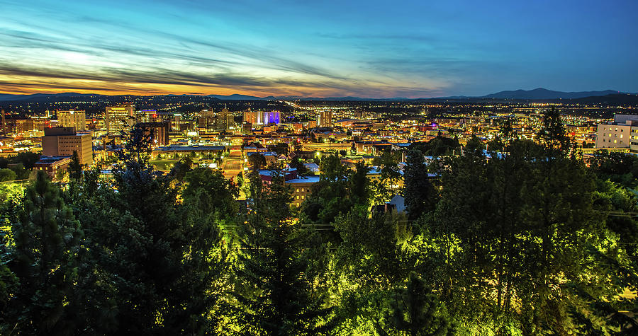 Panoramic View Spokane Washington Downtown City Skyline #6 Photograph by Alex Grichenko