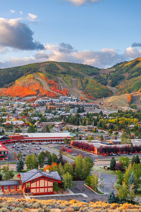 Sunset Photograph - Park City, Utah, Usa Downtown In Autumn #6 by Sean Pavone