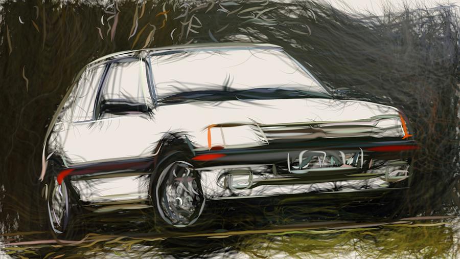Peugeot 205 GTI Draw #6 Digital Art by CarsToon Concept