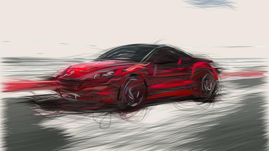 Peugeot RCZ R Drawing #7 Digital Art by CarsToon Concept