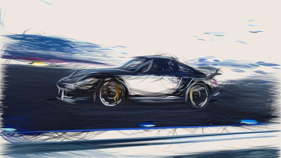 Porsche 911 Gt2 Rs Draw Digital Art By Carstoon Concept