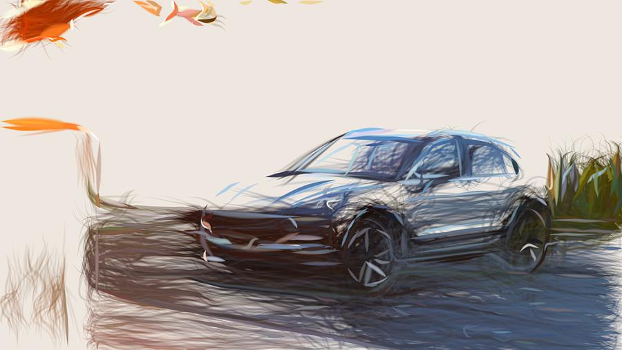 Porsche Macan S Drawing #7 Digital Art by CarsToon Concept