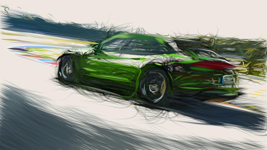 Porsche Panamera GTS Drawing #7 Digital Art by CarsToon Concept