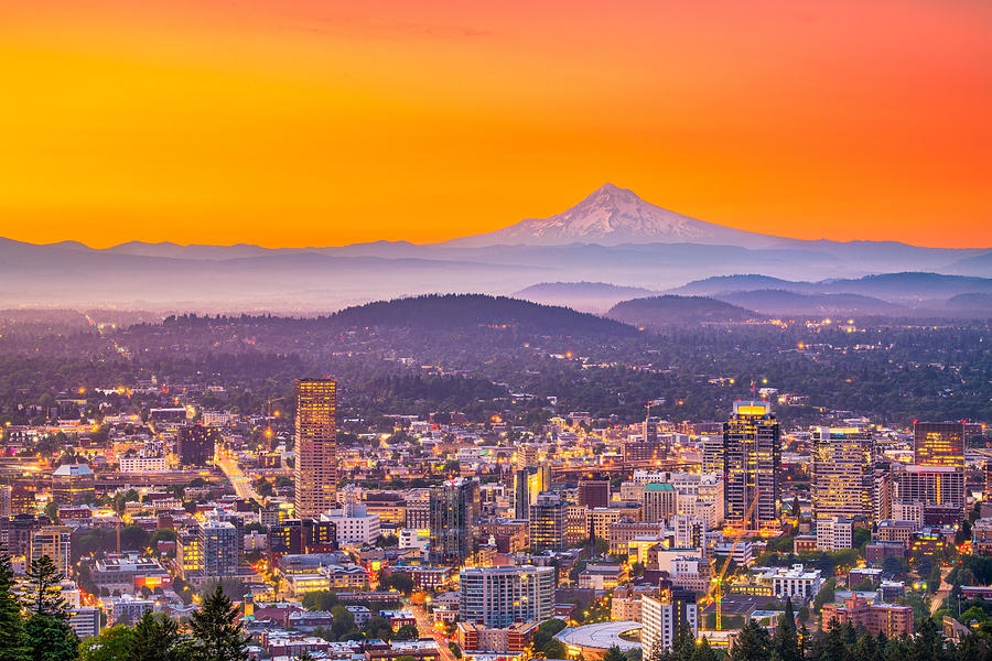 Portland Photograph - Portland, Oregon, Usa Downtown Skyline #6 by Sean Pavone