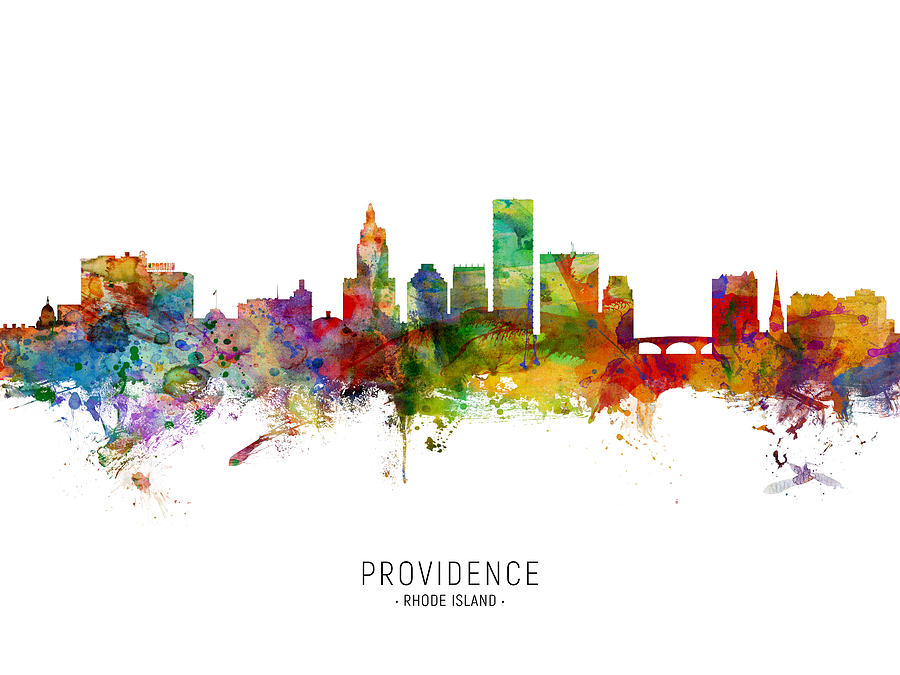 Providence Rhode Island Skyline #6 Digital Art by Michael Tompsett