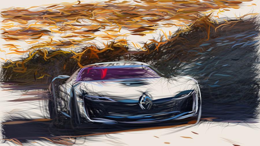 Renault Trezor Draw #7 Digital Art by CarsToon Concept