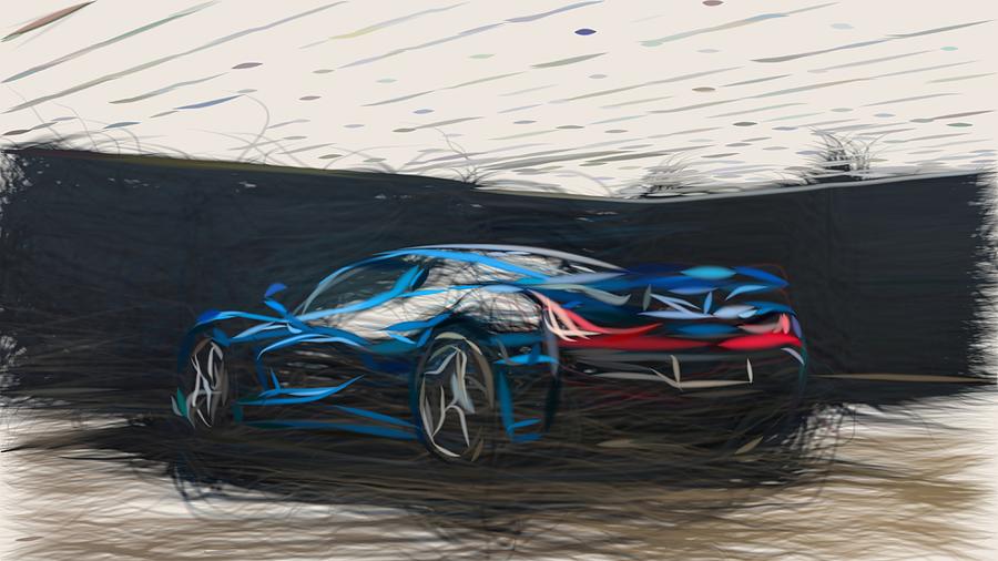 Rimac C Two Drawing #7 Digital Art by CarsToon Concept