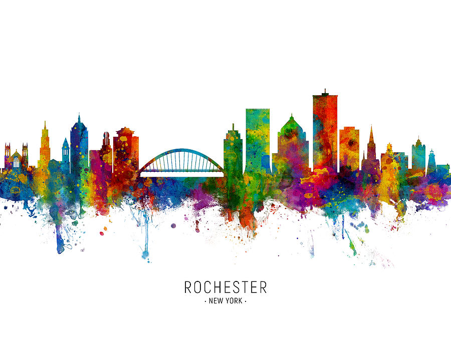 Rochester Skyline Digital Art - Rochester New York Skyline #6 by Michael Tompsett