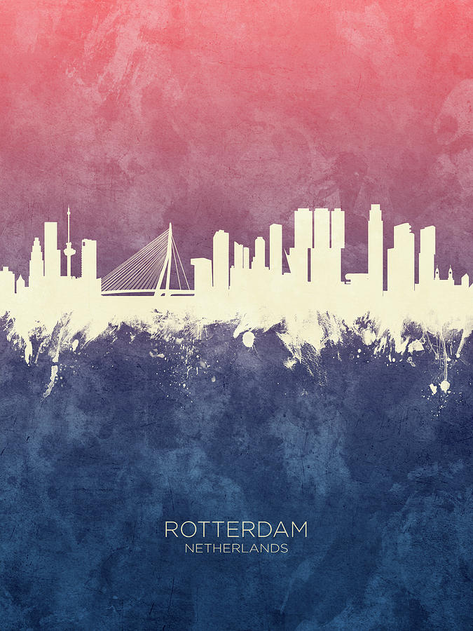 Rotterdam The Netherlands Skyline #6 Digital Art by Michael Tompsett