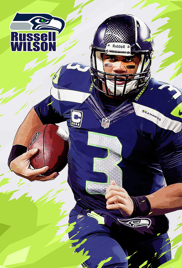 Russell Wilson,seattle Seahawks. Digital Art by Nadezhda Zhuravleva