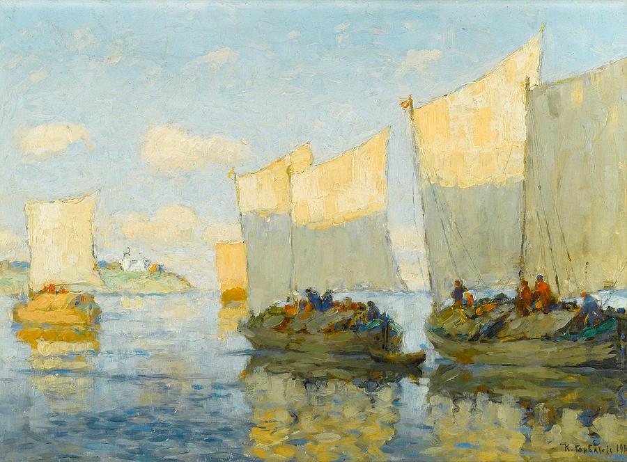 Sailing Boats On The Volga Painting