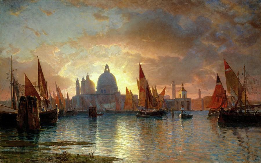 Sunset Painting - Santa Maria Della Salute, Sunset by William Stanley Haseltine