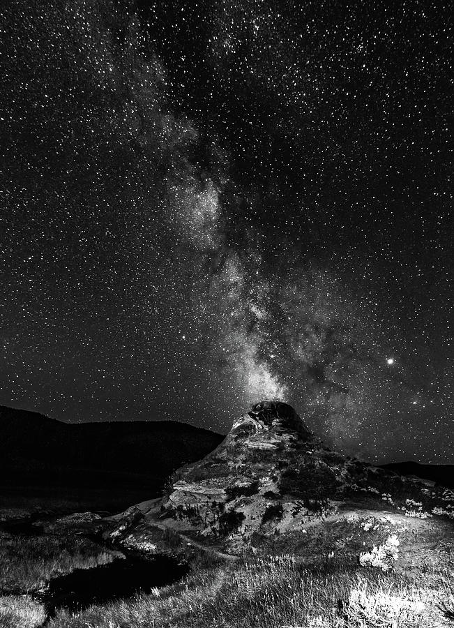 Soda butte spewing out milky way galaxy like volcano in yellowst #6 Photograph by Alex Grichenko