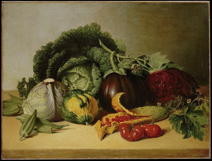 Still Life Painting - Still Life, Balsam Apple And Vegetables by James Peale