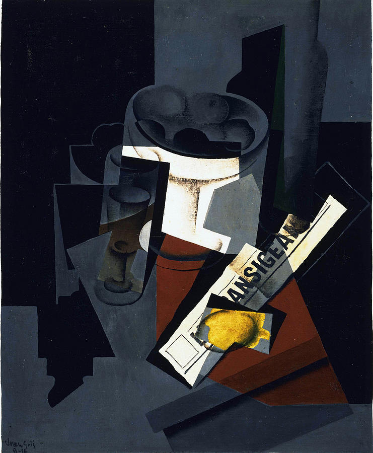 Still life with newspaper #6 Painting by Juan Gris