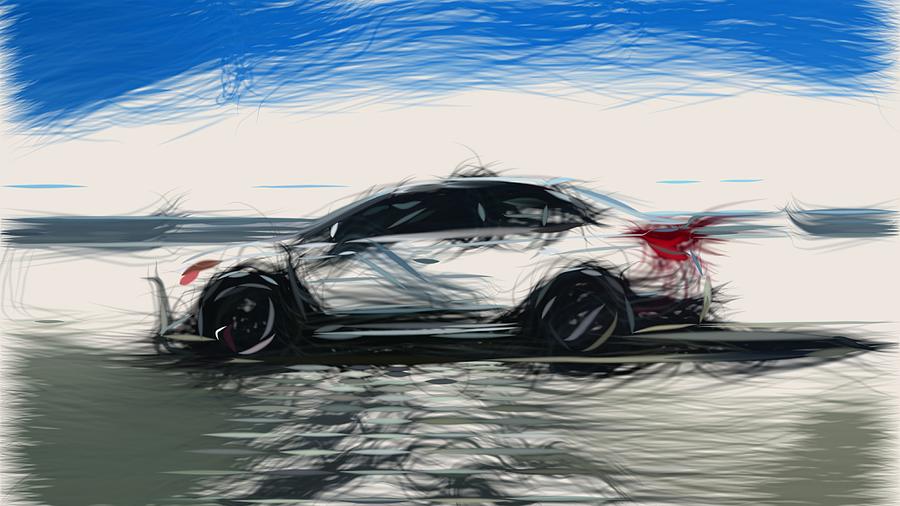 Subaru WRX Drawing #7 Digital Art by CarsToon Concept