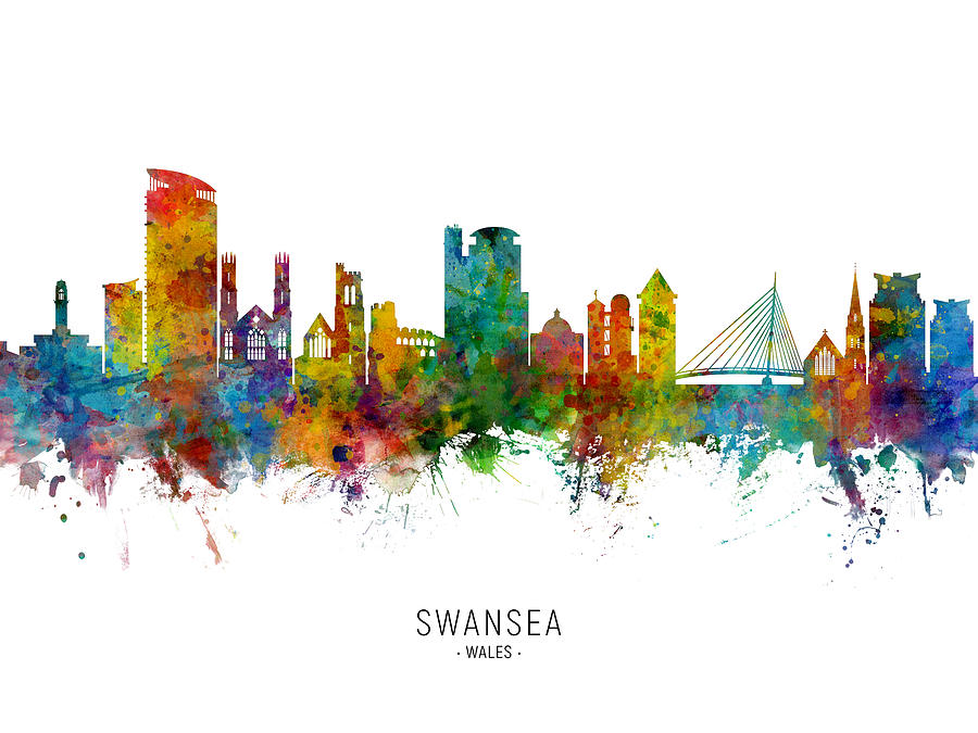 Swansea Wales Skyline #6 Digital Art by Michael Tompsett