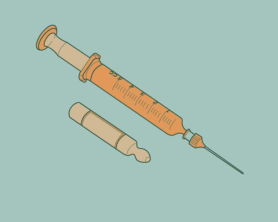 Vintage Drawing - Syringe #6 by CSA Images