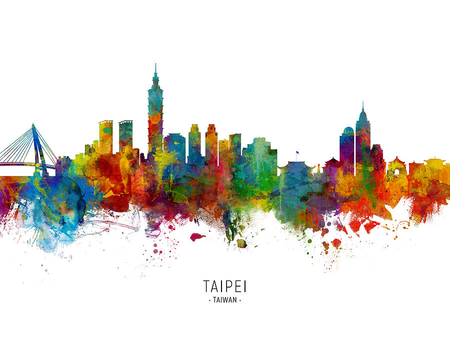Taipei Taiwan Skyline #6 Digital Art by Michael Tompsett