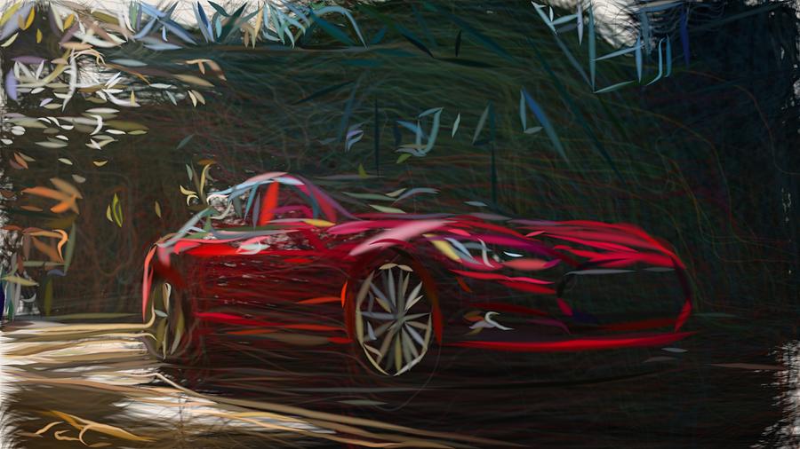 Tesla Model S Drawing #7 Digital Art by CarsToon Concept
