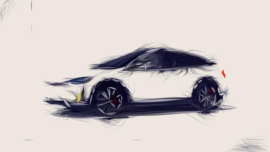 Tesla Model X Drawing #7 Digital Art by CarsToon Concept