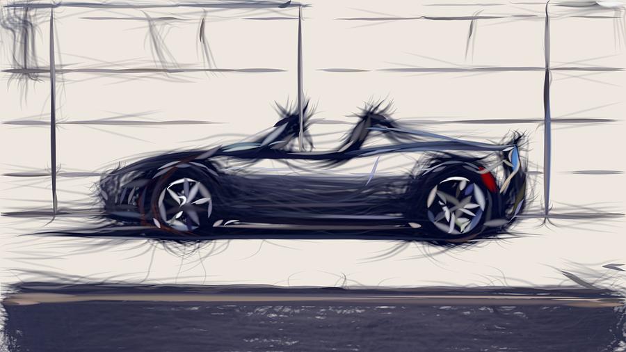 Tesla Roadster Draw #7 Digital Art by CarsToon Concept