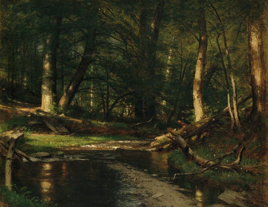 The Brook In The Woods Painting by Worthington Whittredge - Fine Art ...