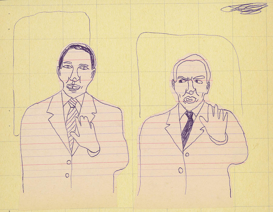 Vintage Drawing - Two Businessmen #6 by CSA Images