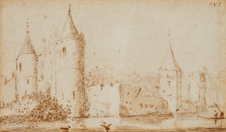 Two Views of Egmond Castle #6 Painting by Allart van Everdingen