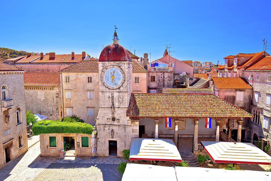 UNESCO Town of Trogir main square panoramic view  #6 Photograph by Brch Photography