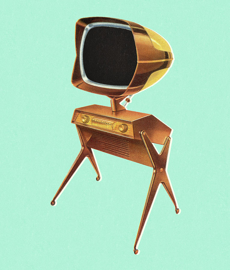 Vintage Drawing - Vintage Television #6 by CSA Images