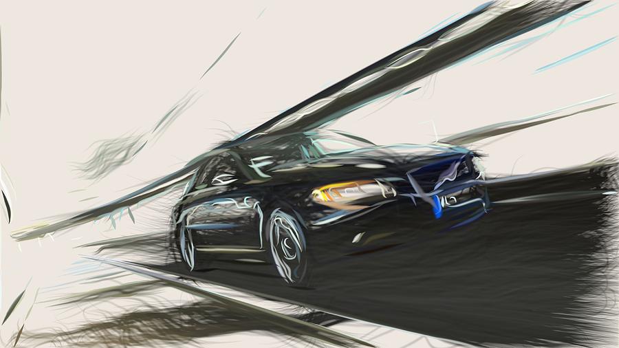 Volvo S80 Draw #6 Digital Art by CarsToon Concept