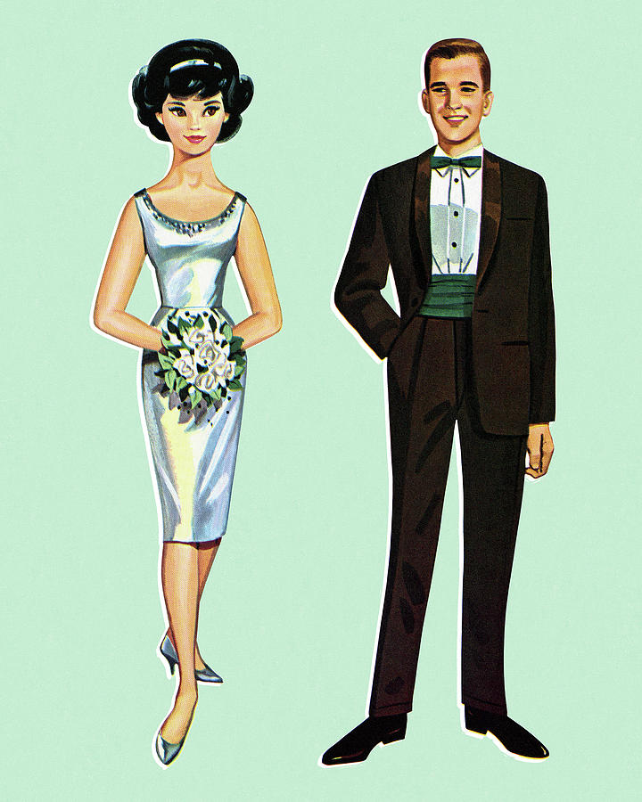 Vintage Drawing - Wedding Couple #6 by CSA Images