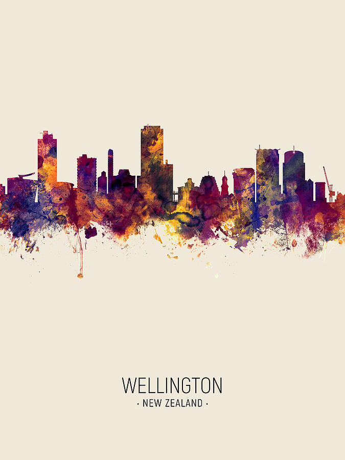 Skyline Digital Art - Wellington New Zealand Skyline #6 by Michael Tompsett