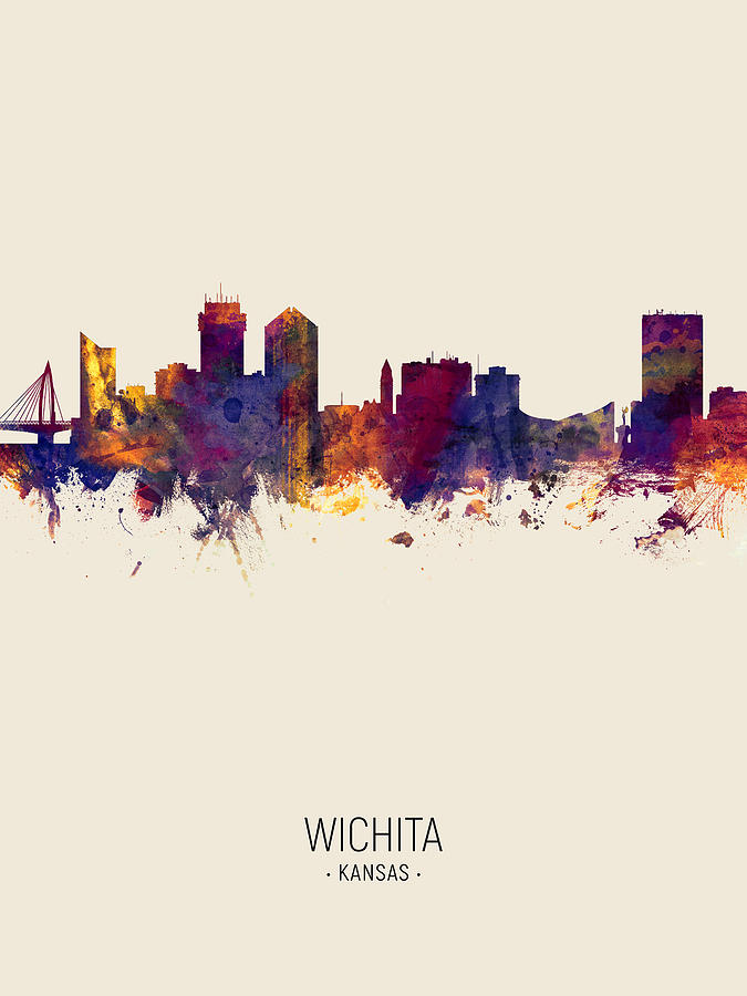 Wichita Digital Art - Wichita Kansas Skyline #6 by Michael Tompsett