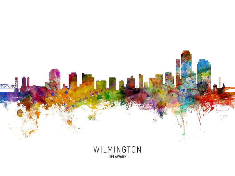 Wilmington Delaware Skyline #6 Digital Art by Michael Tompsett