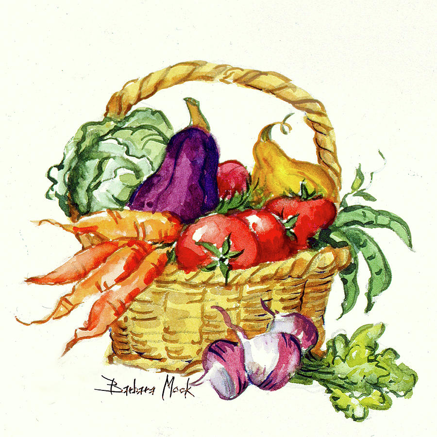 Tomato Painting - 600 Vegetable Basket by Barbara Mock
