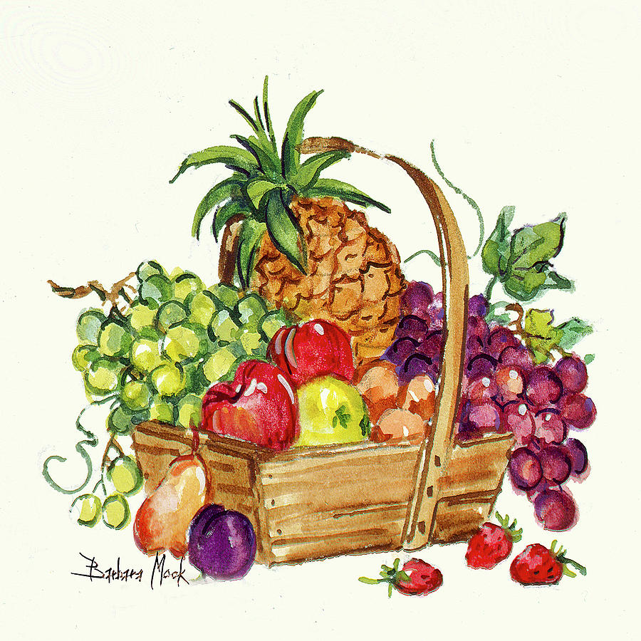 Grape Painting - 603 Pineapple And Fruit Basket by Barbara Mock