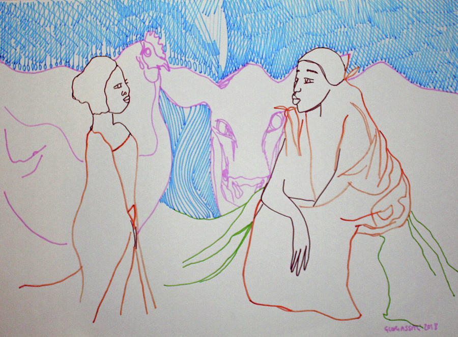 Kintu and Nambi #63 Painting by Gloria Ssali