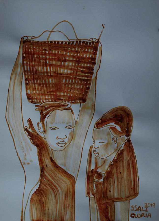 Kintu and Nambi Kintus Tasks #63 Painting by Gloria Ssali