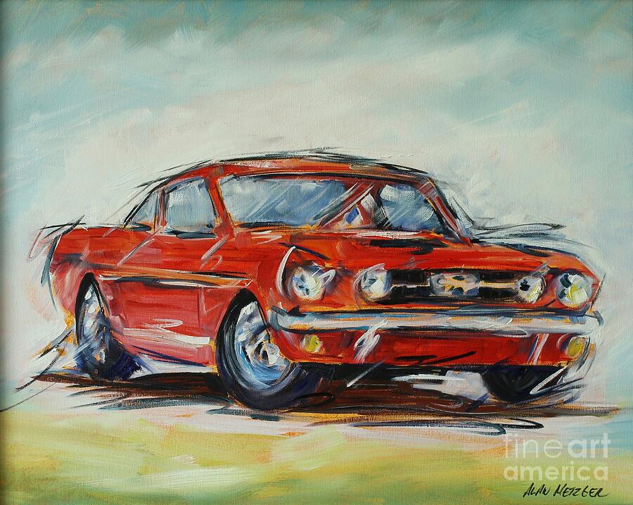 65 Mustang Painting by Alan Metzger