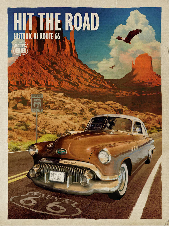 Arizona Route 66 Road Trip United States Retro Travel Advertisement Art Poster 