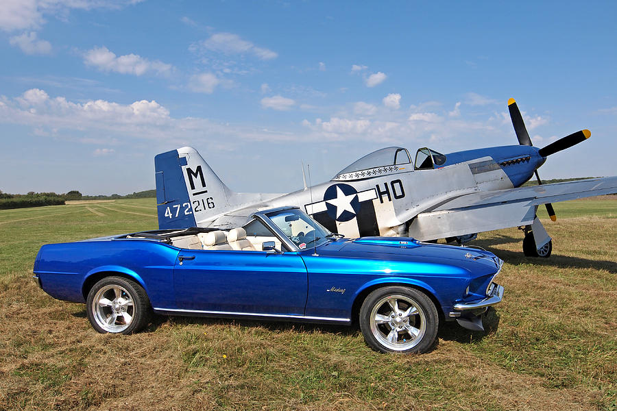 69 Mustang Convertible Close Up With p51 Photograph by Gill