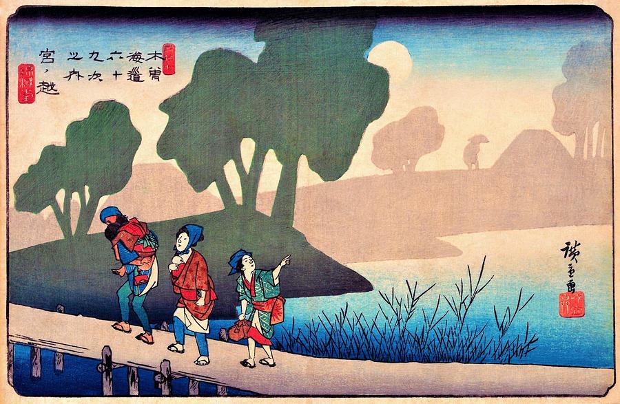 Cool Painting - 69 Stations Of The Kisokaido - Miyanokoshi by Utagawa Hiroshige