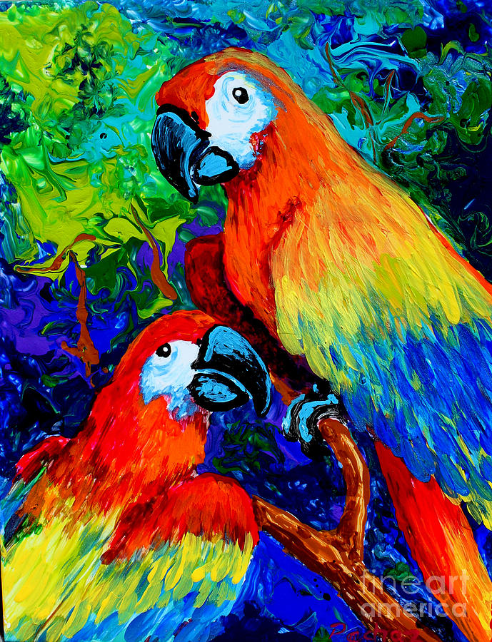 6x8 Tile Parrot 2 Painting by Pechez Sepehri