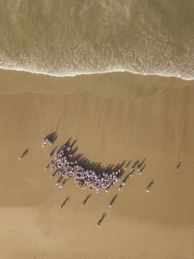 Aerial View Of Balinese Ceremony At The Beach Photograph by Cavan ...