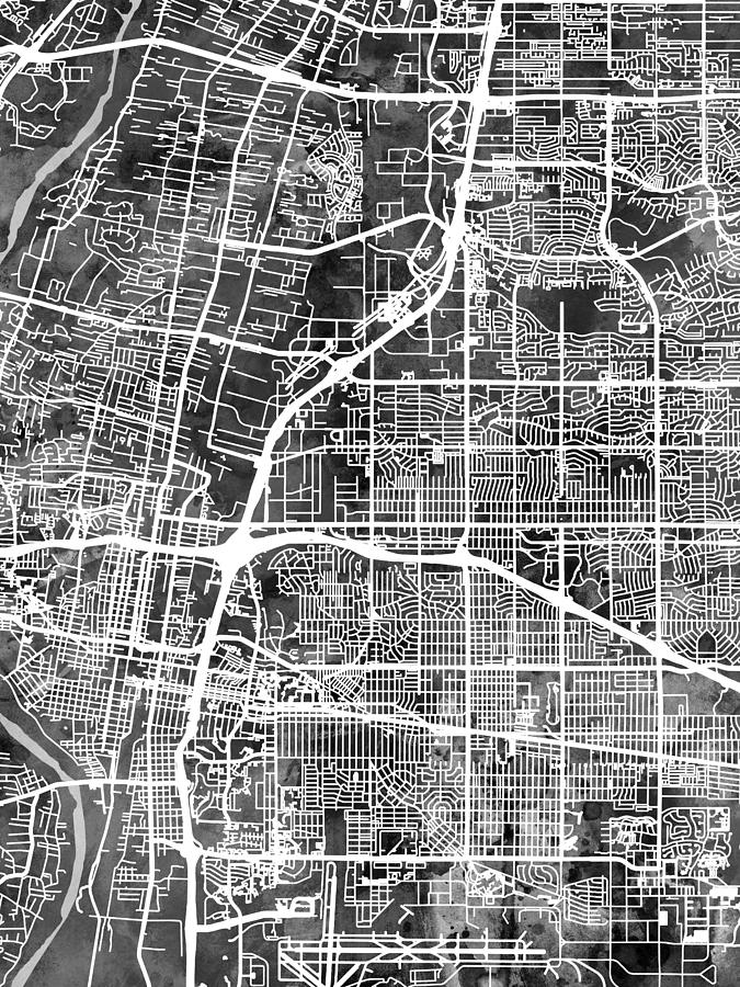 Albuquerque Digital Art - Albuquerque New Mexico City Street Map #7 by Michael Tompsett