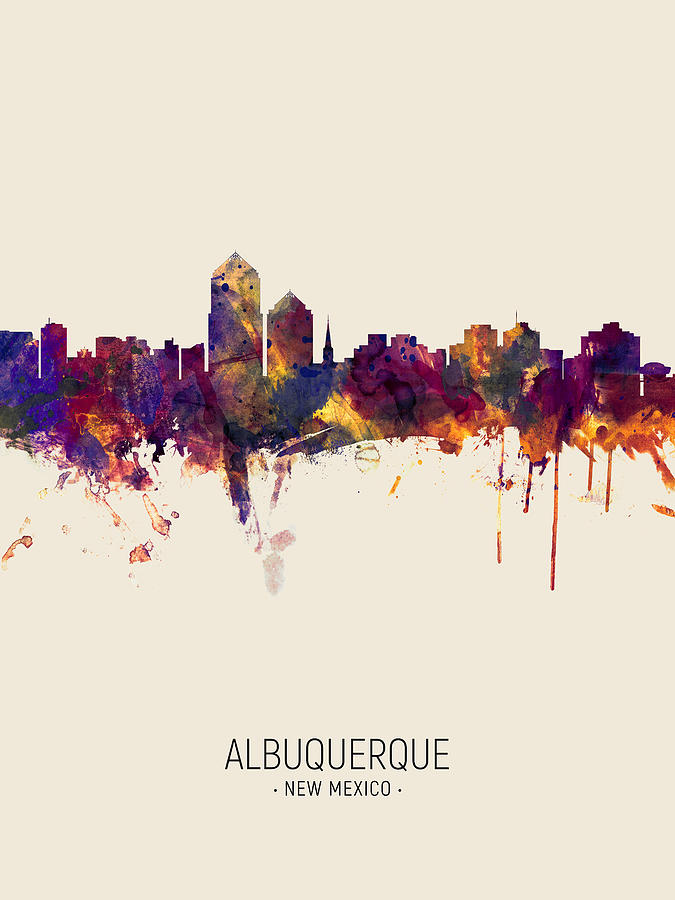 Albuquerque Digital Art - Albuquerque New Mexico Skyline #7 by Michael Tompsett
