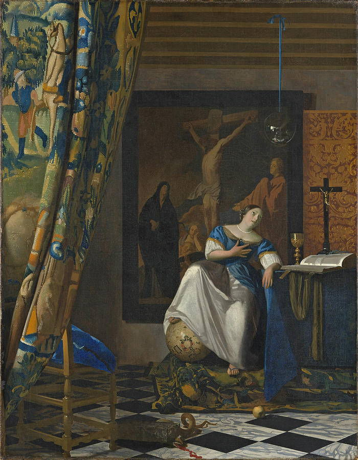 Allegory of the Catholic Faith #8 Painting by Johannes Vermeer
